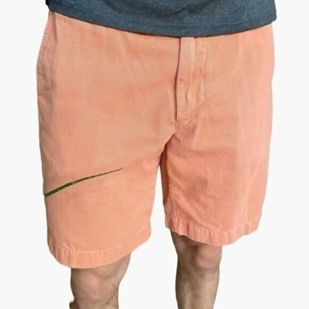 J. Crew Flat Front Shorts Cotton Orange Men's Size 33 Waist 9